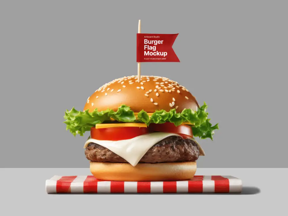 Burger Flag Mockup — Mockup Zone